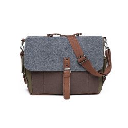 Tri-Color Canvas Messenger Bag